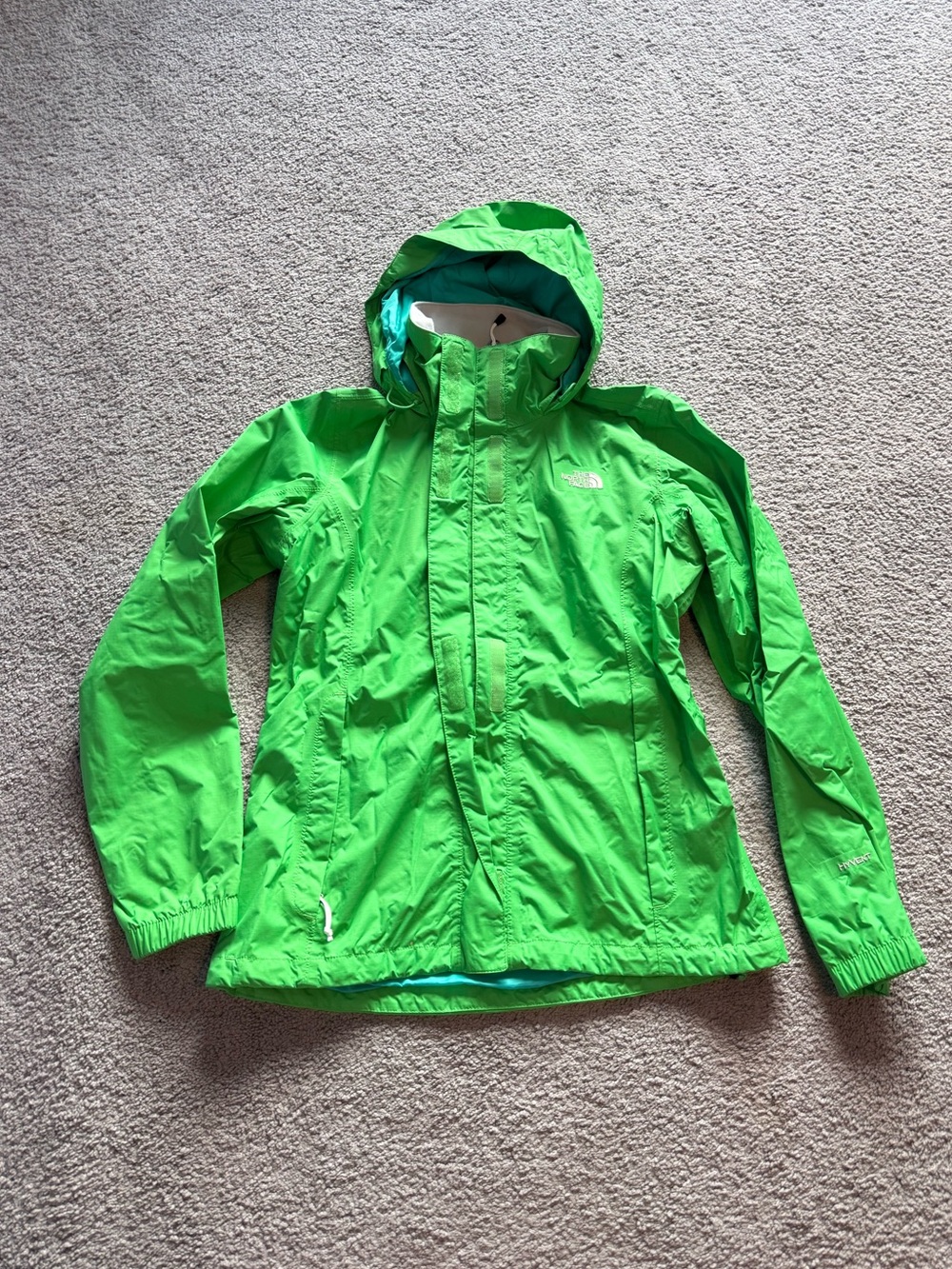 Neon Green North Face Rain Coat